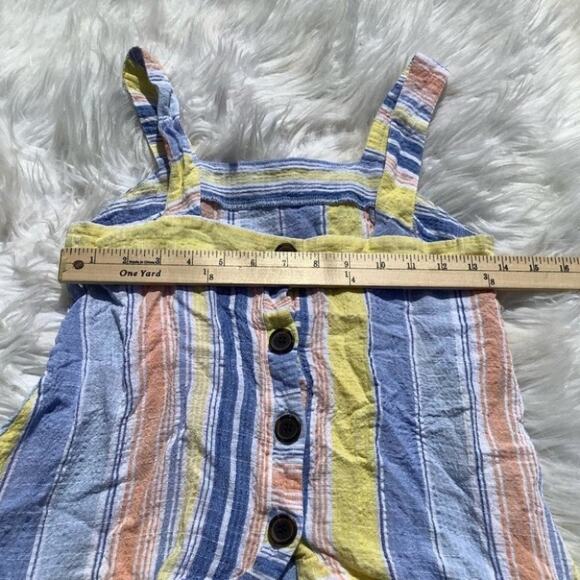 A New Approach Pastel Tank Button Linen Size Small Beach Coastal Summer Stripes - Picture 3 of 7